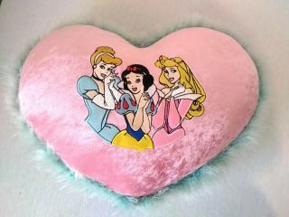 Walt Disney World Princess Pillow Velvety Pink With Blue Feathery Trim 12 X 14