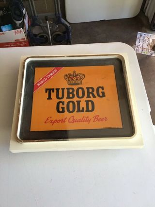 Vintage Tuborg Gold Beer Light Up Sign Bar Pub Man Cave Advertisement