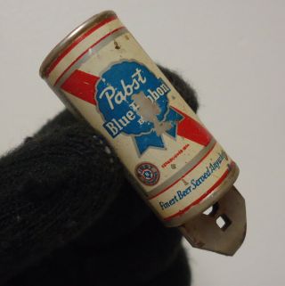 vintage Pabst blue ribbon retractable beer bottle opener metal can advertising 2