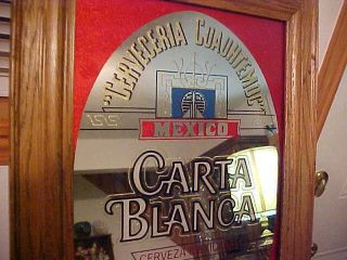 VTG MEXICO CARTA BLANCA Cerveceria Cuauhtemoc Exquisita Beer FRAMED glass mirror 2