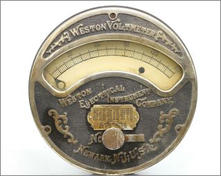 Antique 1901 Weston Voltmeter - Weston Electrical Ins.  Newark N.  J.  №8014 - 7 "