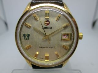VINTAGE RADO GREEN HORSE DATE GOLDPLATED AUTOMATIC MENS WATCH 2