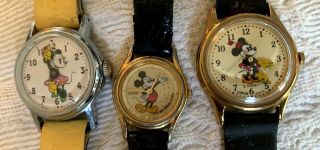 3 Disney Watches - 2 Minnie Mouse & 1 Mickey Mouse Ladies 