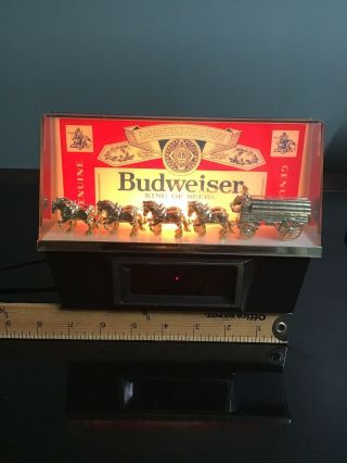 Vintage Budweiser Beer Clydesdale Horses Lighted Cash Register Clock Bar Bud