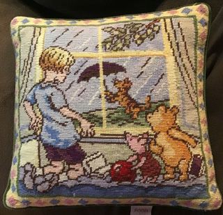 Classic Pooh Christopher Robin Piglet Tigger 13” Pillow Tapestry Disney