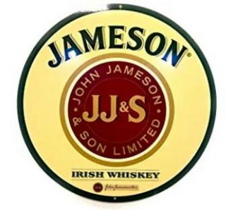 Jameson Tin Sign 14 Inch Round Irish Whiskey Dublin Ireland Cork Pub Bar