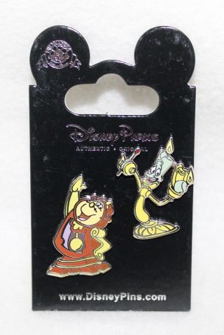 Walt Disney Pin Trading Beauty & The Beast Set Of 2 Pins “cogsworth & Lumminere”