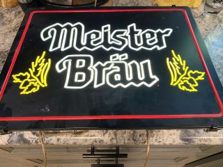 VINTAGE 1984 Plastic Meister Brau Light Up Beer Sign Breweriana Bar Mancave 2