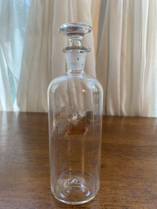 Antique Apothecary Medicine Bottle/Jar w/ Glass Stopper Partial Label 3