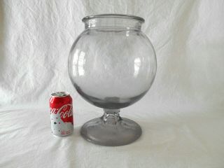 Huge Antique Footed Glass Ball Shape Apothecary Jar Bottom 13 " High - Sun Purple