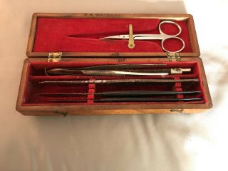 Antique 19th C.  Surgical Instruments - Misc - Marked Scalpels Medical Orig.  Box