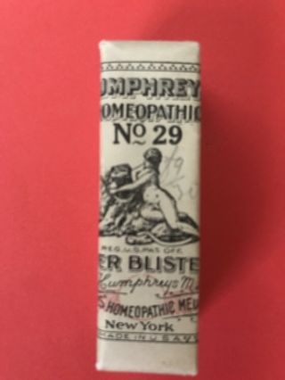 Antique Humphreys Homeopathic Medicine No 29 Fever Blister