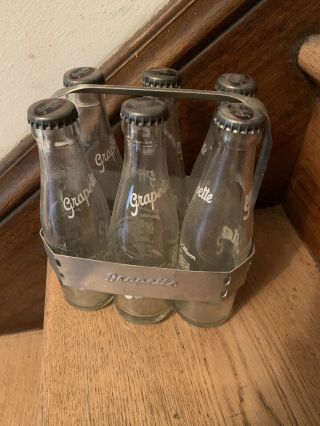 Vintage Six Pack Grapette Soda Bottles 6 Oz With Carrier Camden Ark