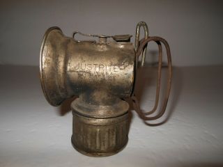 Antique Justrite Brass Coal Miners Carbide Lantern Light For Helmet Pat May 7,  1