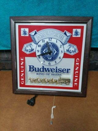 Vintage 80s Budweiser King Of Beers Electric Lighted Sign Clock