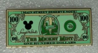 Disney Trading Pin The Mickey - $100 Dollar Bill (donald Duck) - Ap