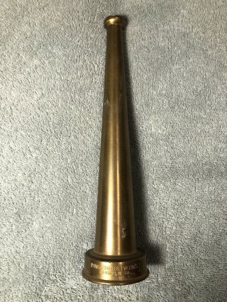 Vintage Solid Brass Fire Hose Nozzle 10 " X 1.  5 "
