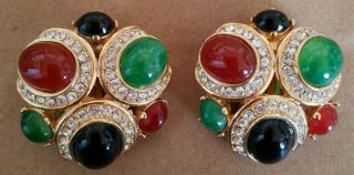 Vintage Designer Signed Ciner Jewels Of India Earrings