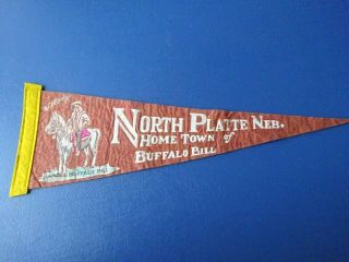 Vintage W.  T.  Cody Buffalo Bill Horseback Pennant,  North Platte,  Nebraska