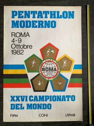 Modern Pentathlon Roma 1982 Italian Vintage Poster