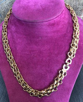 Vintage Authentic Christian Dior Gilt Metal Chain/collar Necklace,  C 1980