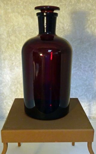Vintage Pyrex Ruby Red 1l Apothecary Jar With 29 Frosted Glass Stopper