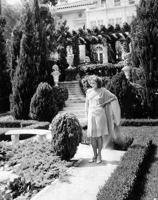 The Swedish Actress Greta Garbo Standing In The Garden Of Her Villa Old Photo