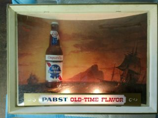 Vintage Pabst Blue Ribbon " Old Time Flavor " 3 - D Beer Sign Lighted Man Cave