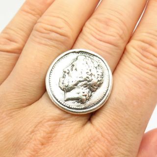 925 Sterling Vintage Philip Macedonia Horse Ancient Greek Coin Ring Size 10