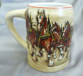 1980 Anheuser Busch Budweiser Clydesdales Christmas Holiday Beer Stein