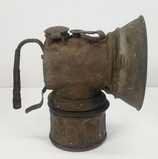 Justrite Brass Coal Miners Carbide Lamp Lantern Light For Helmet Vintage Mining
