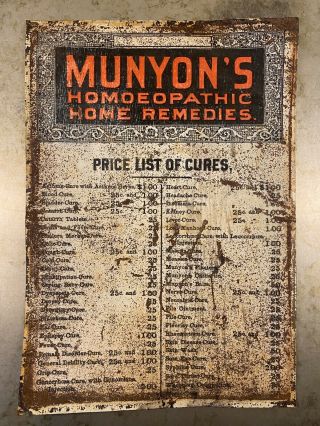 Munyons Homeopathic Remedies Pre1906 Epilepsy Cure Cabinet Door Metal Sign 14x20
