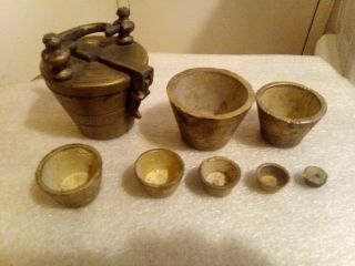 Antique Brass Nested Apothecary Cup Weights (8 Piece Set)