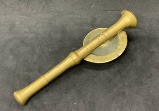 Vintage Brass Mortar And Handcrafted Pestle