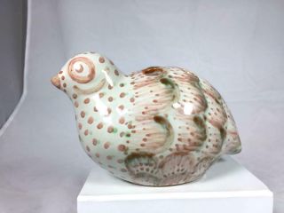 Vintage M.  A.  Hadley Hand Painted Ceramic Quail Flower Frog