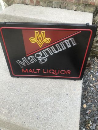 Magnum Malt Liquor Miller Light - Up Vintage Plastic Beer Sign Man Cave Bar