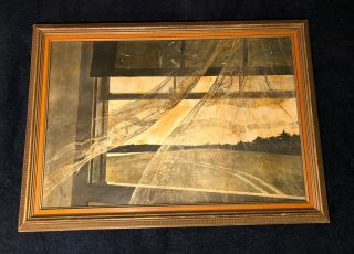 Vintage Early 1970’s Andrew Wyeth Framed Print Wind From The Sea 31.  25”x22.  25”