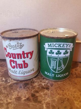 Country Club And Mickeys Malt Liquor Empty Cans