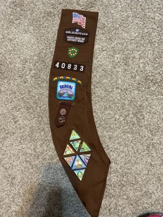 Girl Scout Brownie Sash With Badges Pins And Patches America