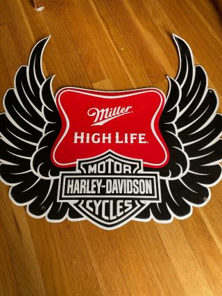 Miller High Life Harley Davidson Motorcycle Bike Beer Metal Tin Bar Sign 26 " X24 "