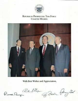 Gg - Vintage Photo Republican Presidential Task Force - Nixon Reagan Bush Ford