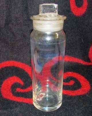 Vintage Medical/lab/science/apothecary Specimen 6 " Glass Jar & Lid W/hook J0121