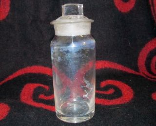 Vintage Medical/lab/science/apothecary Specimen 5 " Glass Jar & Lid W/hook J0132