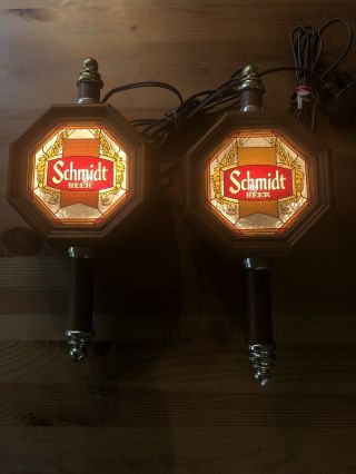 Set Of 2 Vintage Schmidt Beer Lighted Sign 14x7 Inches 1978 Coach Lights