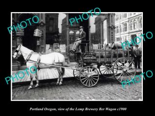 Old Large Historic Photo Of Portland Oregon The Lemp Brewery Beer Wagon C1900