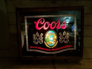 Vintage Coors Beer Bar Sign Glass Mirror Wall Hanging Cave Shed