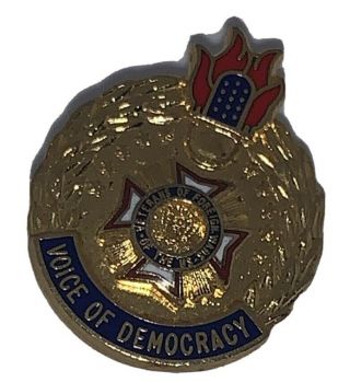 Veterans Of Foreign Wars Vfw Voice Of Democracy Gold Tone Enamel Pin