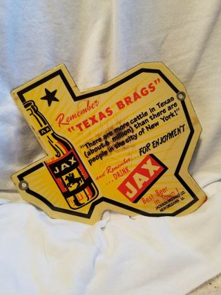 Texas Brags About Jax Beer Bar Porcelain Metal Sign Breweriana Nola