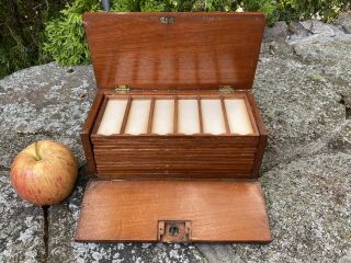 Victorian Wood Microscope Slide Holder Box - Antique Scientific Collectible
