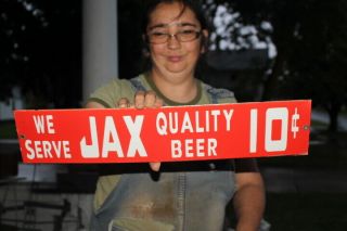 We Serve Jax Quality Beer 10c Bar Tavern Gas Oil 20 " Porcelain Metal Sign
